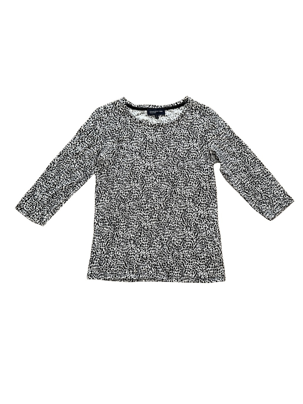 Jones New York Black & White Printed Long Sleeve Tee (Size M)